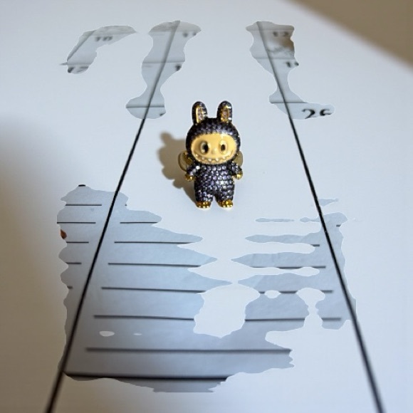 Gold and Blue Adjustable Labubu Ring - Picture 1 of 2